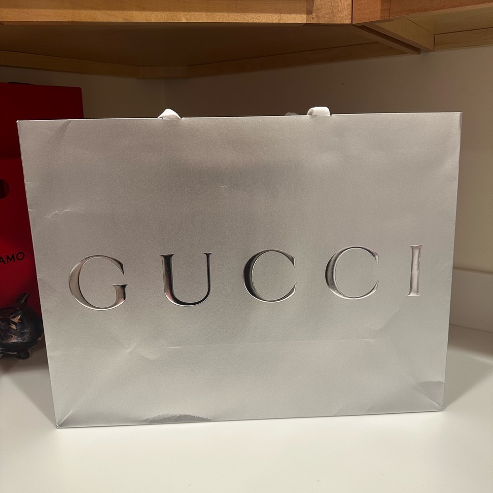 Gucci Metallic Silver Gift Bag